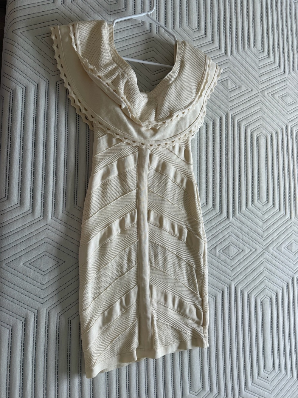 Forever Unique Cream Textured Bodycon Dress